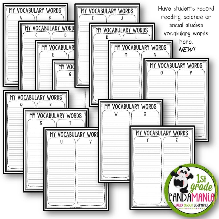 Easy Vocabulary Notebook Template + BROWNIE Points! 9