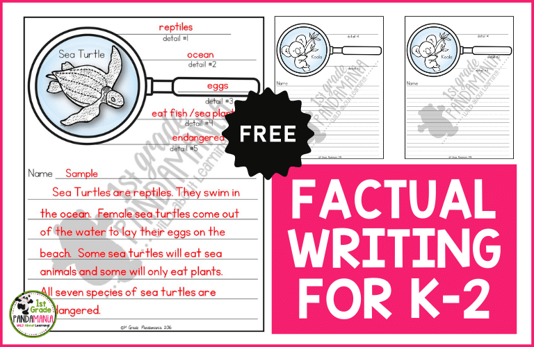 Fun Factual Writing Graphic Organizers For K-2 With Sampler! 1