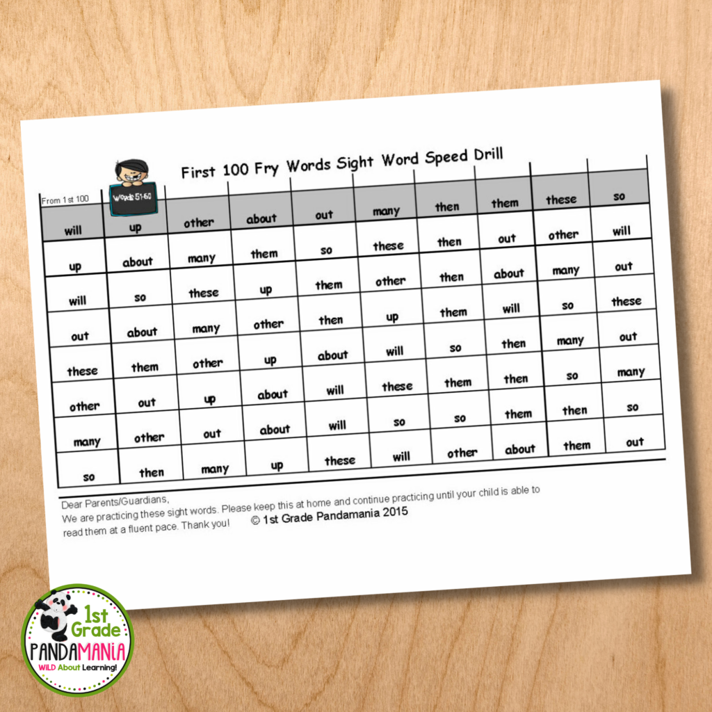 Sight word fluency is a must early on. Don't wait until reading fluency is your students' goal. Start on day 1 with sight word building and these speed drills are so effective! See the power of these sight word speed drills and grab a freebie to try at 1stgradepandamania.com!