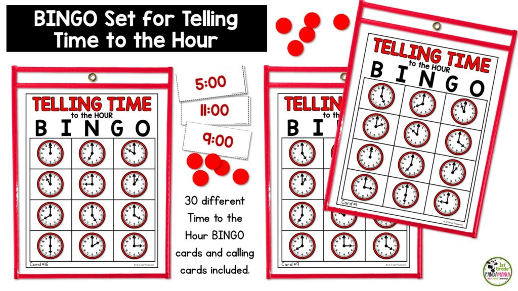 Reinforce telling time to the hour and the half hour skills for kindergarten, 1st and 2nd grade students with these great BINGO Games!