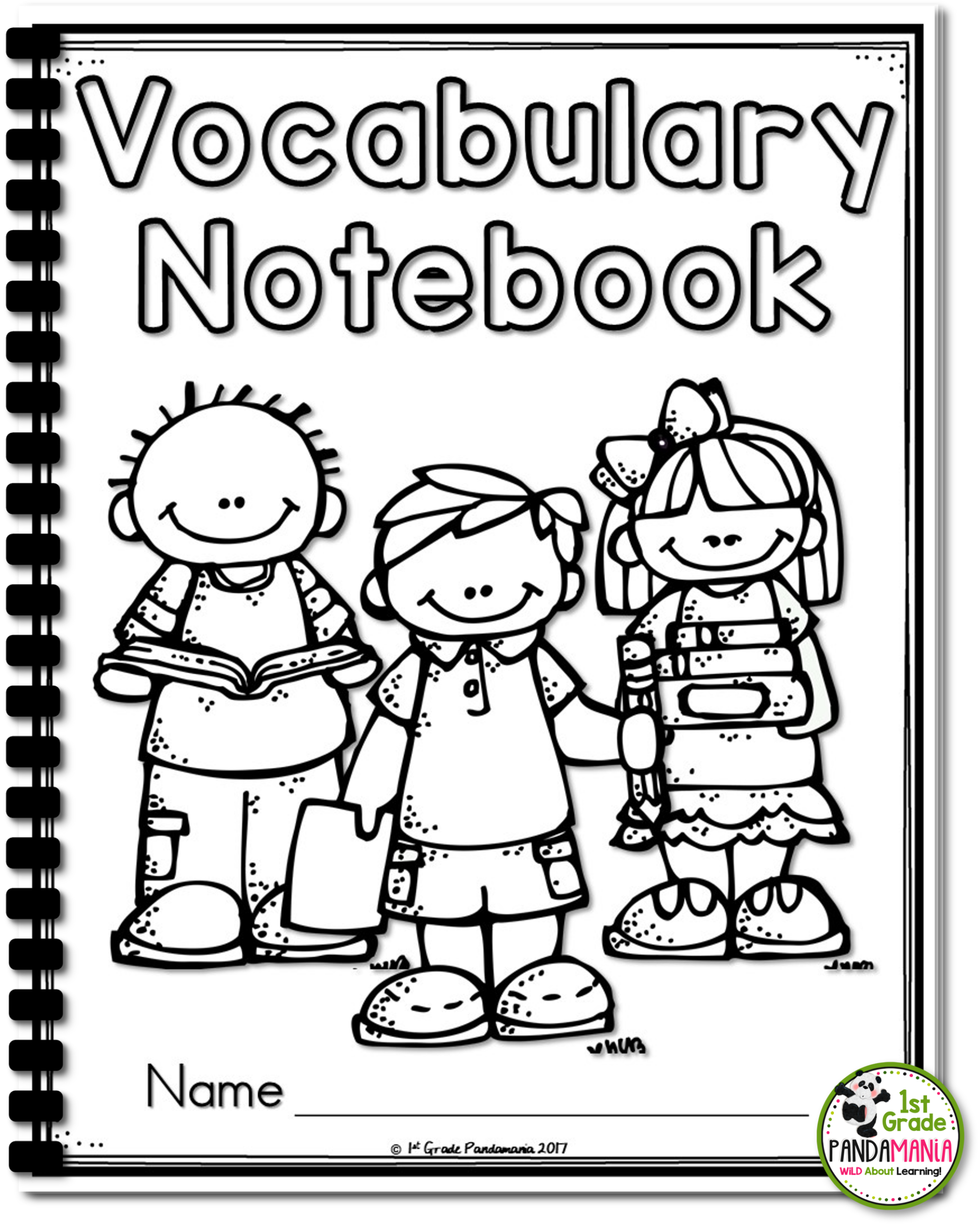 Easy Vocabulary Notebook Template + BROWNIE Points! 1st Grade Pandamania