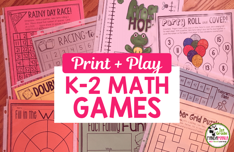 Best Print and Play Math Games for K-2!