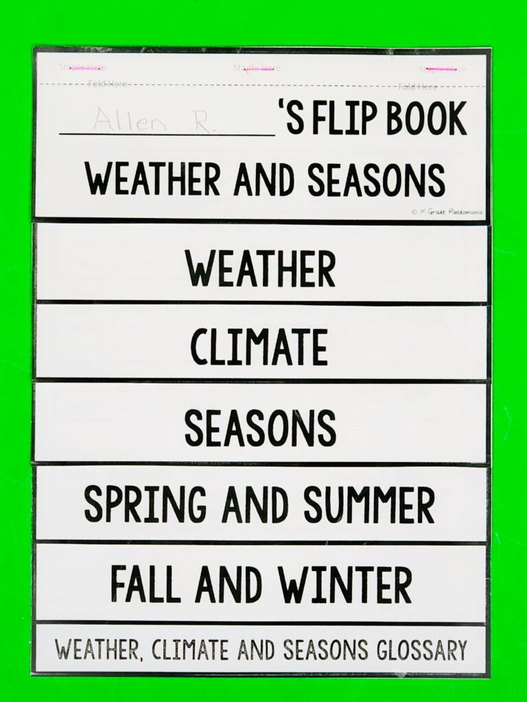 Students will learn about simple weather, climate and seasons, and other science concepts including temperature, thermometers, spring, summer, fall, winter, water cycle, evaporation, vapor, weather tools, rain gauge, wind vane, forecast, and so much more! 