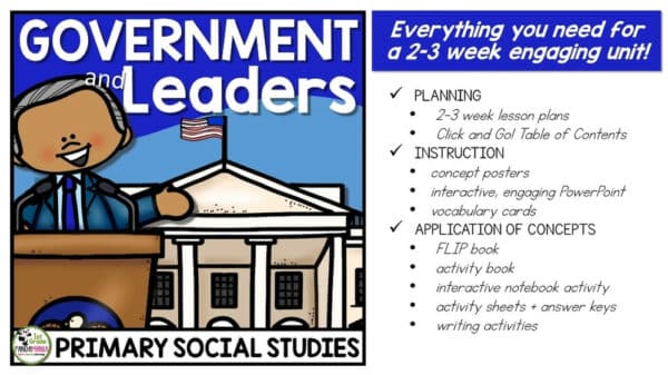 Government and Leaders Social Studies Civics Unit (FLIP Book INCLUDED) 2