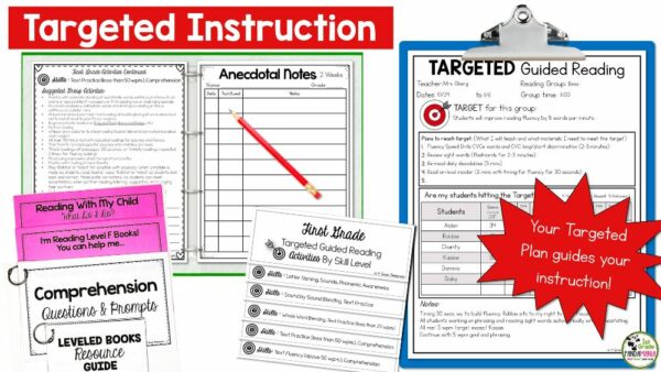 This guided reading lesson plan template and resources binder includes assessment, organization, and planning ideas for targeted small group instruction.