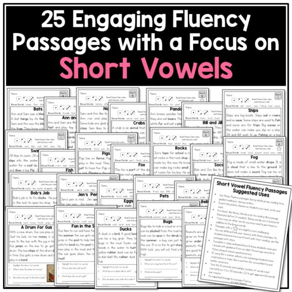Fluency and Comprehension Passages with Short Vowels 2