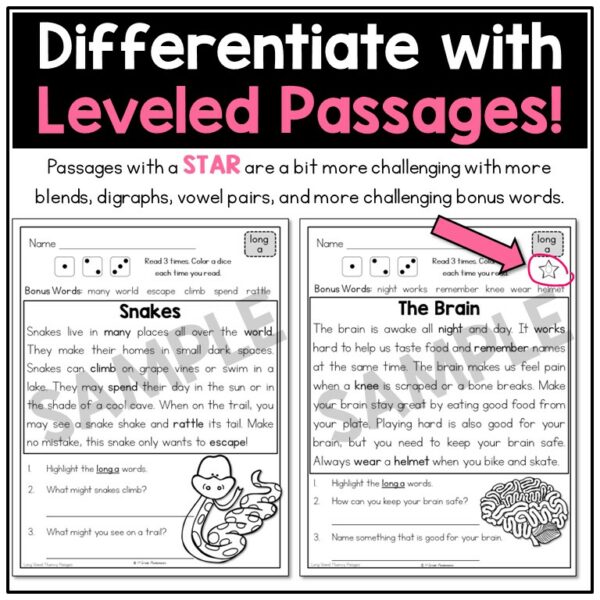 Fluency and Comprehension Passages with Long Vowels 3