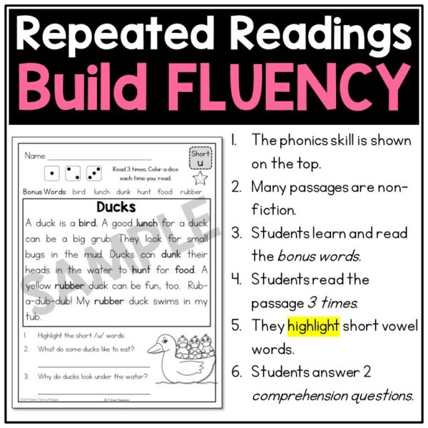 Fluency and Comprehension Passages with Short Vowels 4