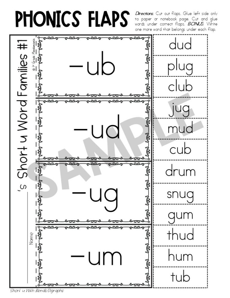 Short U Worksheets Phonics Activities | 1st Grade Pandamania