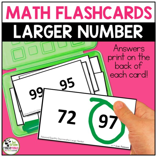 Larger Number (Advanced Quantity Discrimination) Number Sense Flash Cards 1