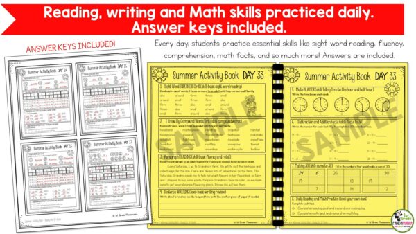 Summer Packet No Prep Review for 1st Grade 3