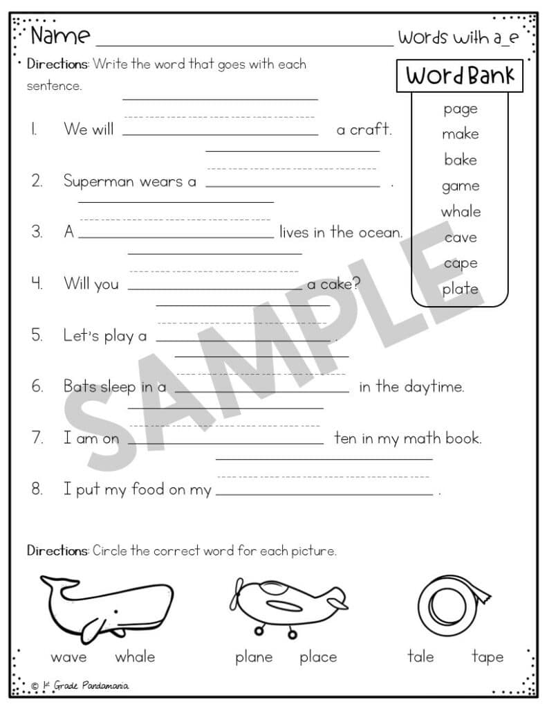Long Vowel Worksheets Phonics Activities BUNDLE | 1st Grade Pandamania