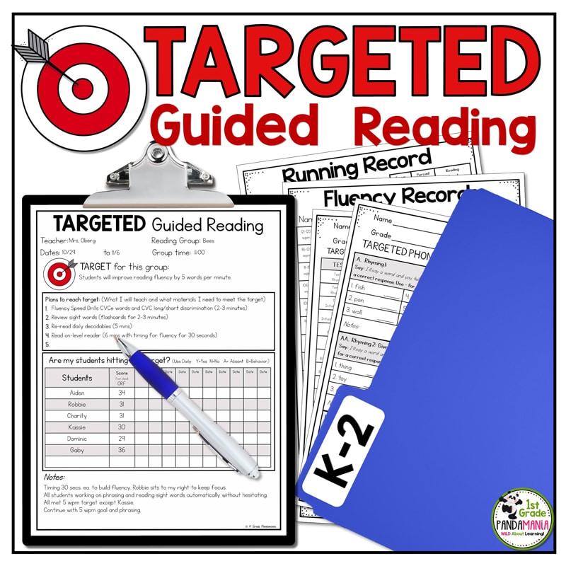 Guided reading lesson plan templates for K-2 with fillable forms.