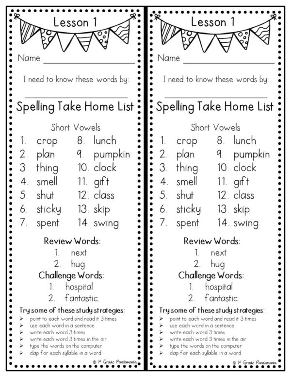 3rd Grade Spelling Lists (Weekly) aligned w HMH Journeys 4
