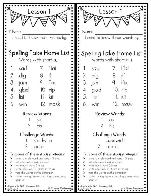 Journeys 2nd Grade Spelling Lists (Weekly) aligned with HMH Journeys 4