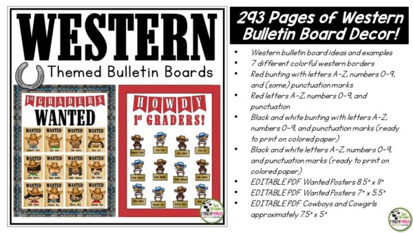 Western Cowboy Cowgirl Theme Bulletin Board EDITABLE Fillable pdf Names 2