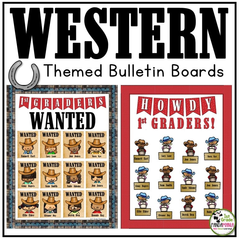 Western Cowboy Cowgirl Theme Bulletin Board EDITABLE Fillable pdf Names 1