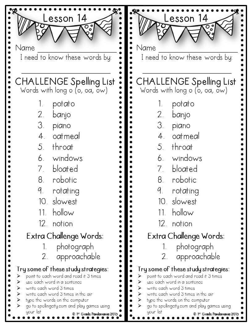 2nd Grade Spelling Lists Challenge Aligned With HMH Journeys 1st 
