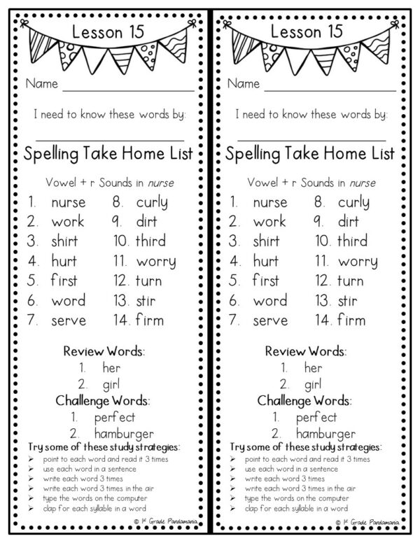 3rd Grade Spelling Lists (Weekly) aligned w HMH Journeys 3