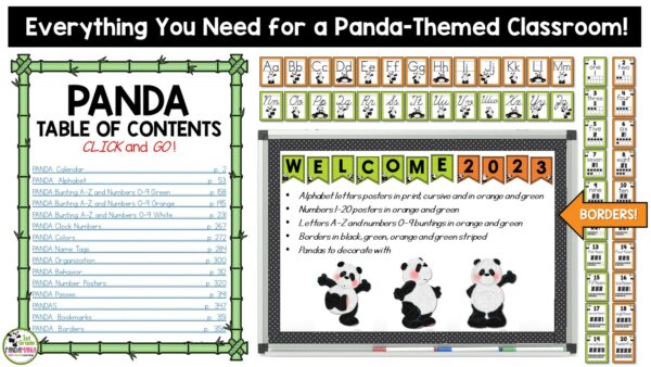 Classroom Decor: Panda Themed (with Editable Labels and Name Tags) 3