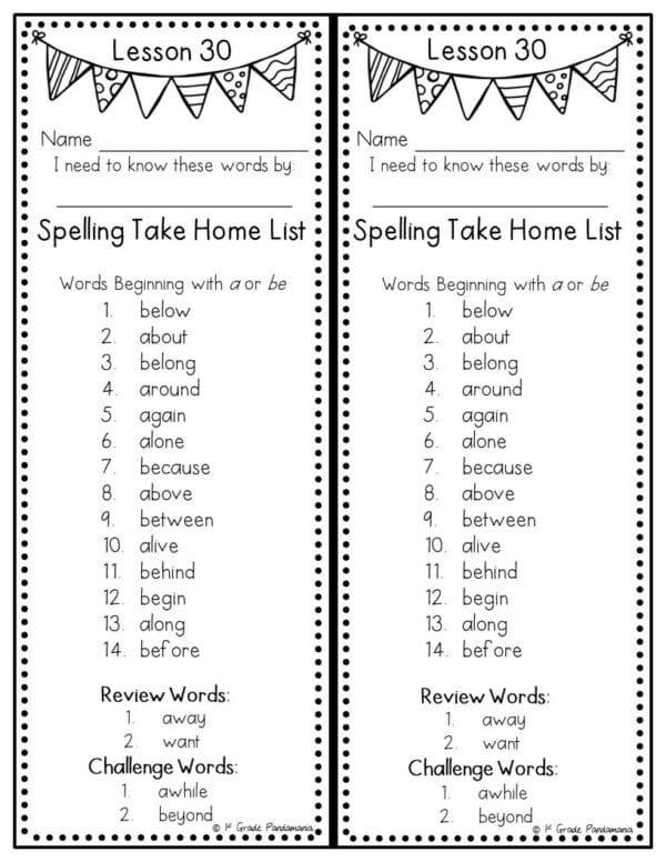 3rd Grade Spelling Lists (Weekly) aligned w HMH Journeys 2