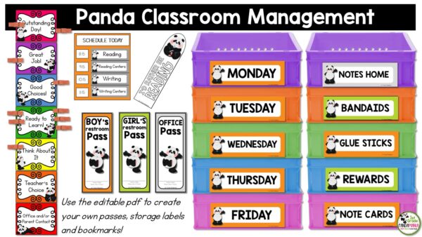 Classroom Decor: Panda Themed (with Editable Labels and Name Tags) 5