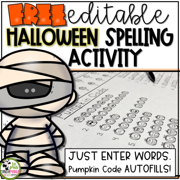 Just type in your weekly spelling, vocabulary or sight word list of 10 words and a Halloween Pumpkin Code Puzzle Activity will automatically fill, ready to print and be solved!