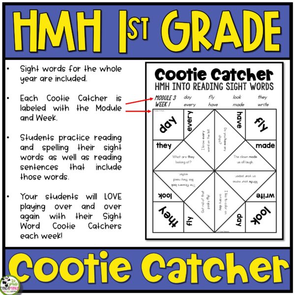 HMH Into Reading Sight Word Practice Cootie Catcher Centers 1st Grade 2020 2