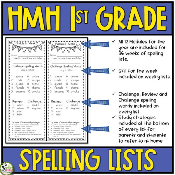 Challenge Spelling Lists HMH Into Reading 1st Grade