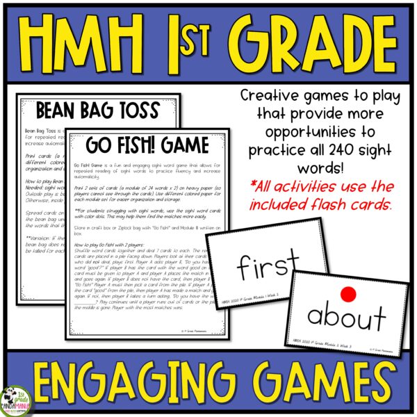 HMH Into Reading Sight Word Flash Cards Games 1st Grade