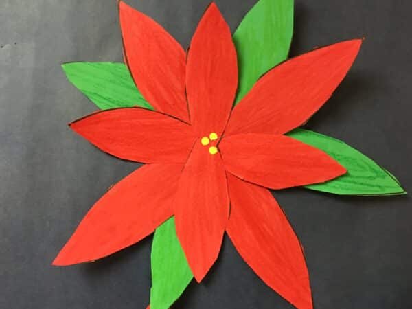This Poinsettia has been a classroom favorite of my team for many years. These are beautiful, festive decorations that your students will love making and can be proud of!