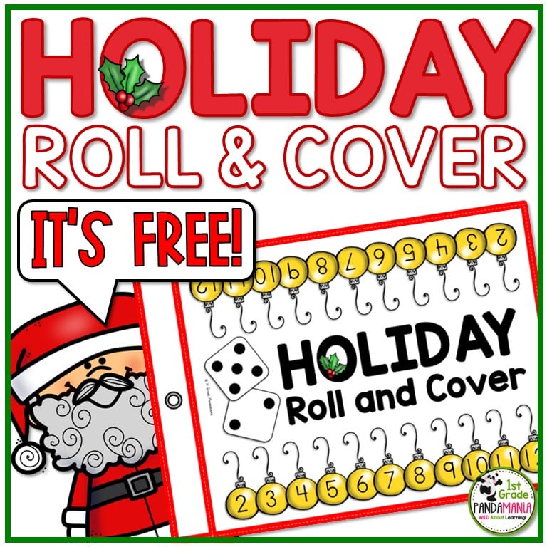 Christmas Math Game Roll and Cover FREE