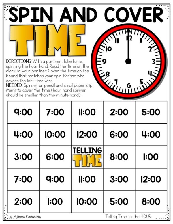 Reinforce telling time to the hour and the half hour skills for kindergarten, 1st and 2nd grade students with these great FREE activities samples.