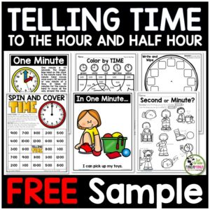 Reinforce telling time to the hour and the half hour skills for kindergarten, 1st and 2nd grade students with these great FREE activities samples.