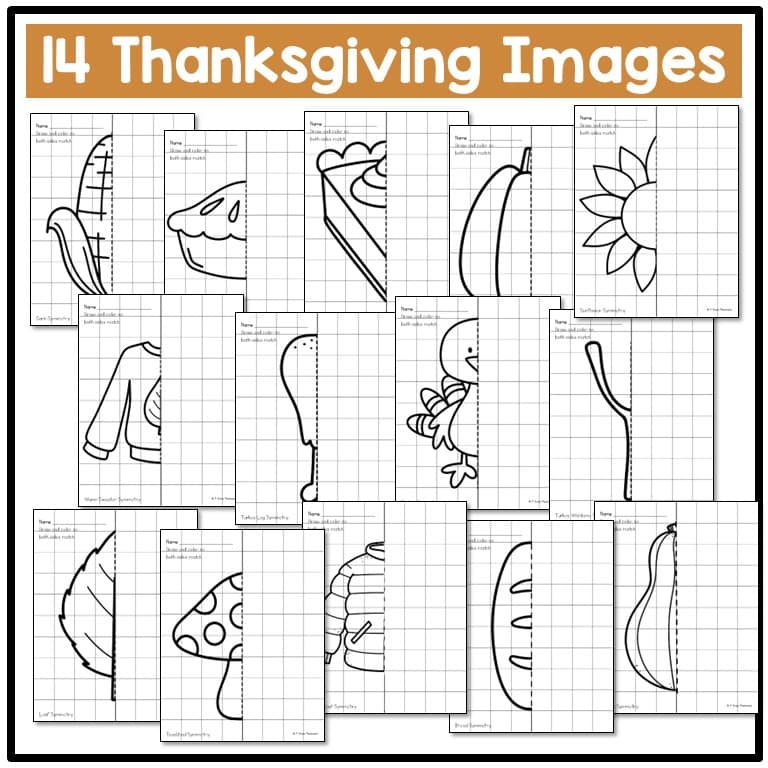 Thanksgiving Activities Lines of Symmetry Activities 1st, 2nd, 3rd Grades 3 Thanksgiving Activities Lines of Symmetry Activities 1st, 2nd, 3rd Grades - Image 3
