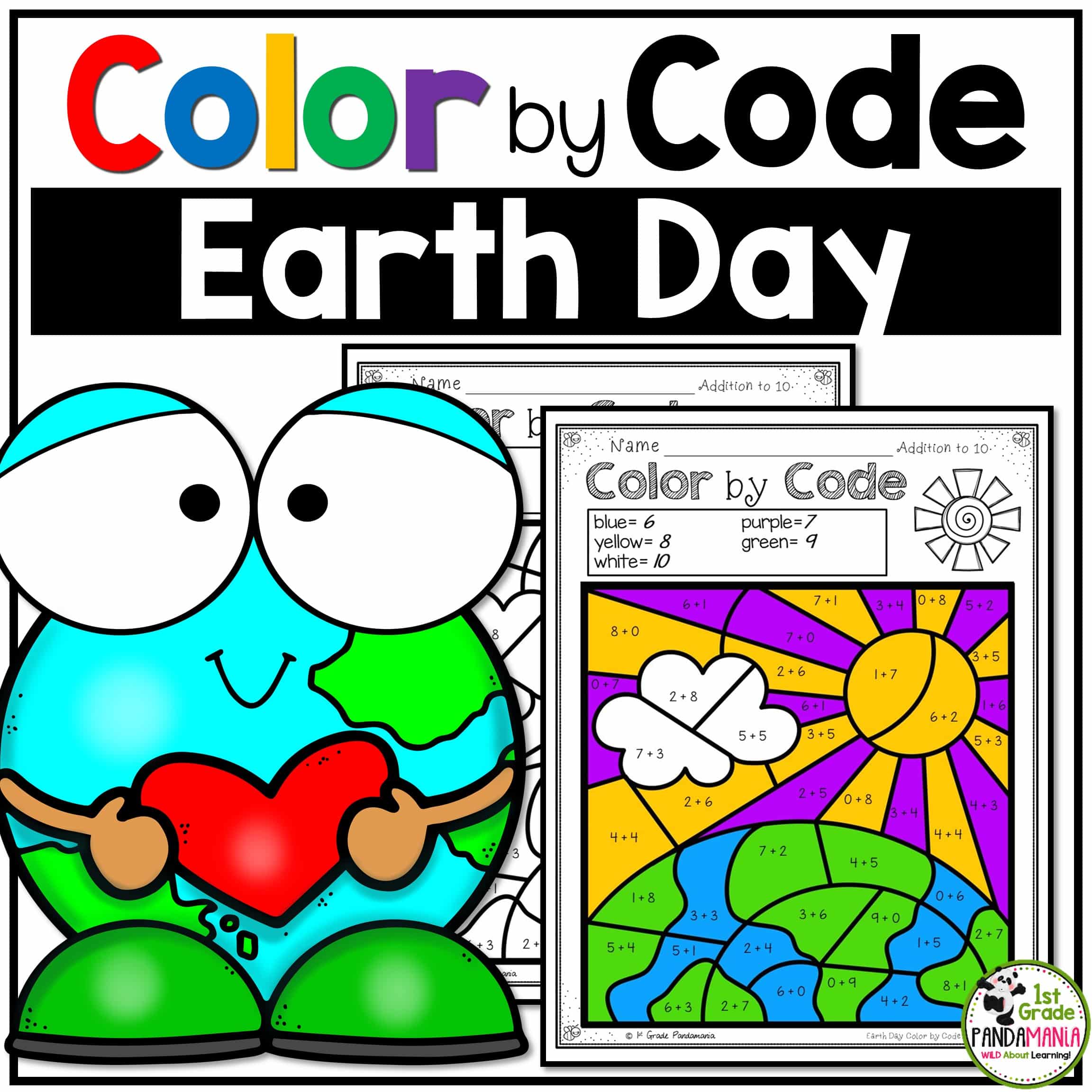 Earth Day Activities Coloring Activities Color By Number Basic Math Skills 1 Earth Day Color by Number worksheet