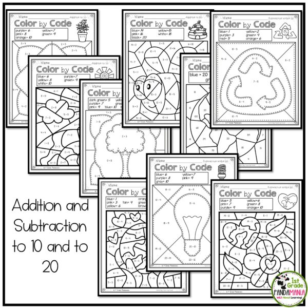 Earth Day Activities Coloring Activities Color By Number Basic Math ...