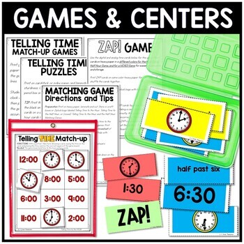 Telling Time with Time to the Hour and Half Hour Games and Centers 4 Telling Time with Time to the Hour and Half Hour Games and Centers 3