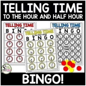 Telling Time with Time to the Hour and Half Hour BINGO