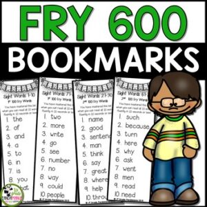 Fry Words Mastery Bookmarks for First 600 Fry Sight Words