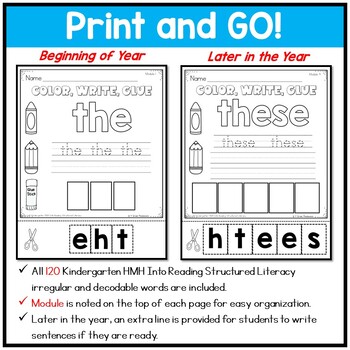 HMH Into Reading Structured Lit Kindergarten Color, Write, Glue Centers 2 Write