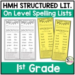 1st Grade Spelling Lists aligned with HMH Into Reading Structured Lit On Level