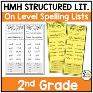 2nd Grade Spelling Lists aligned with HMH Into Reading Structured Lit On Level