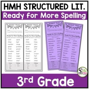 3rd Grade Spelling Lists aligned HMH Into Reading Structured Lit Ready for More