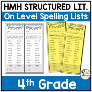 4th Grade Spelling Lists aligned with HMH Into Reading Structured Lit On Level
