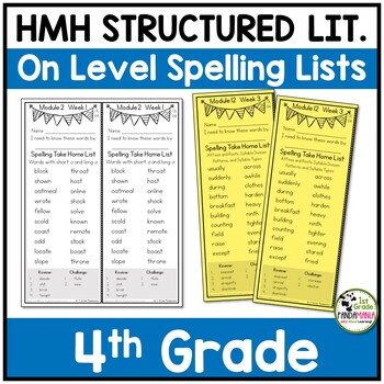 4th Grade Spelling Lists aligned with HMH Into Reading Structured Lit On Level 1 4th Grade Spelling Lists aligned with HMH Into Reading Structured Lit On Level