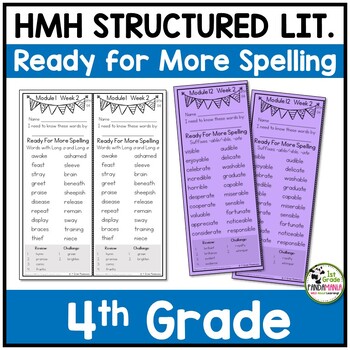 4th Grade Spelling Lists aligned HMH Into Reading Structured Lit Ready for More 1 4th Grade Spelling Lists aligned HMH Into Reading Structured Lit Ready for More