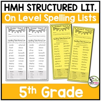 5th Grade Spelling Lists aligned with HMH Into Reading Structured Lit On Level 1 5th Grade Spelling Lists aligned with HMH Into Reading Structured Lit On Level