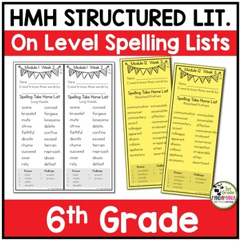 6th Grade Spelling Lists aligned with HMH Into Reading Structured Lit On Level 1 6th Grade Spelling Lists aligned with HMH Into Reading Structured Lit On Level