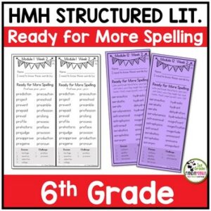 6th Grade Spelling Lists aligned HMH Into Reading Structured Lit Ready for More